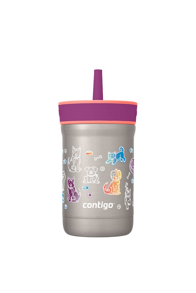 Kids Leighton Spill-Proof Stainless Steel Tumbler with Straw, 12oz T2